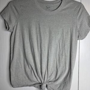 Madewell Light Gray Short Sleeve Knot-Front Tee-Size Small